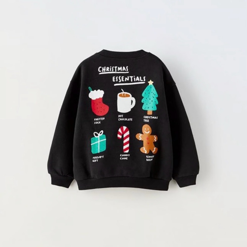 ZARA Kids Christmas Essentials Black Sweatshirt